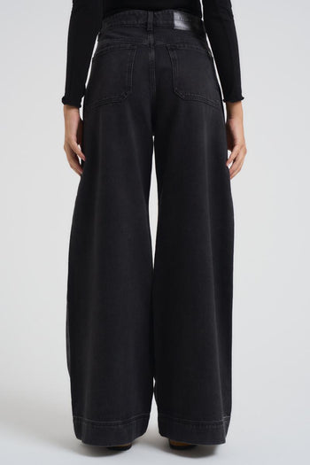 Jeans donna nero gamba ampia - 3