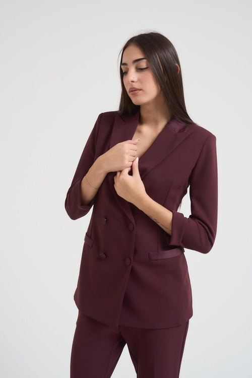 Giacca donna doppiopetto bordeuax - 2