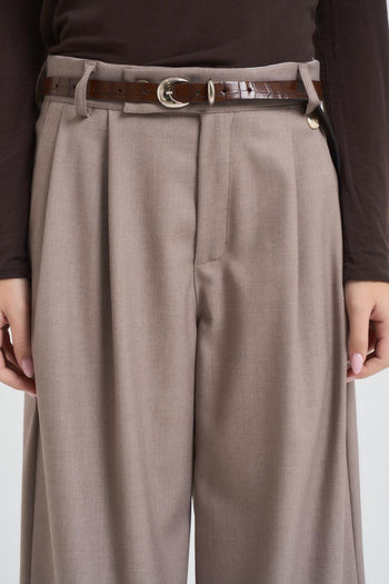 Pantalone donna a palazzo tortora - 4