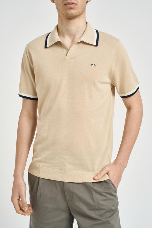 Polo uomo in maglia beige