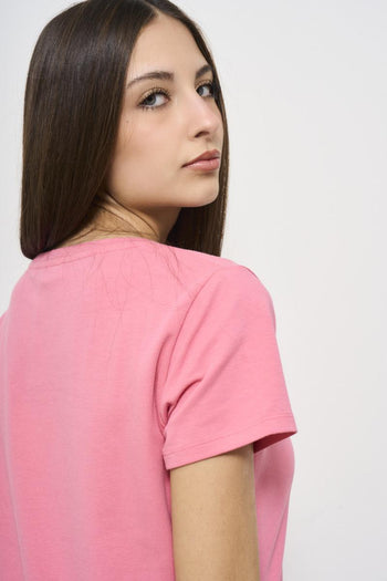 T-shirt donna girocollo rosa - 4