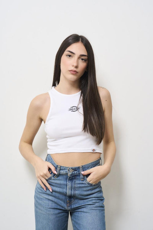 Top donna bianco smanicato - 1