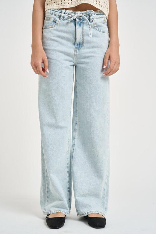 Jeans donna wide leg in denim chiaro