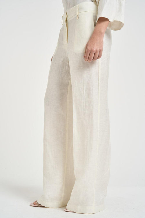 Pantalone donna a gamba dritta latte - 2