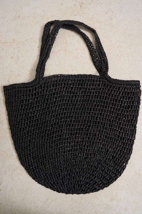 Borsa donna in paglia nera