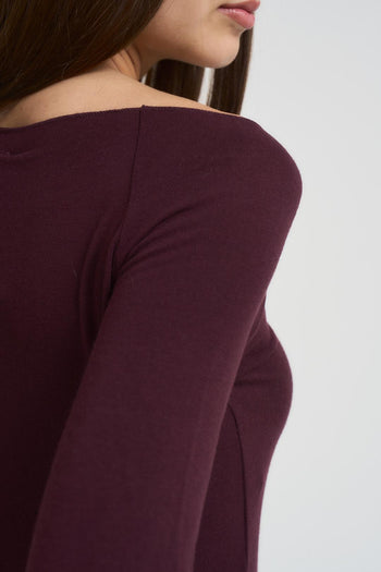 Maglia donna a barca melanzana - 3