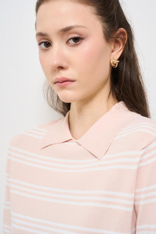 Polo donna a righe rosa - 2