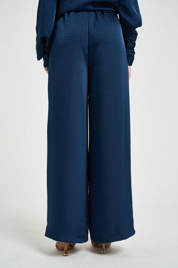 Pantalone donna satinato blu - 3