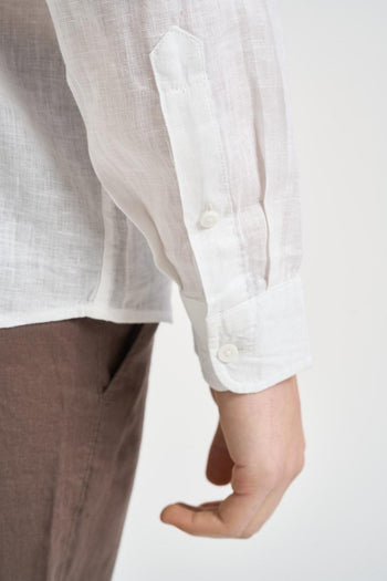 Camicia uomo in lino bianca - 5