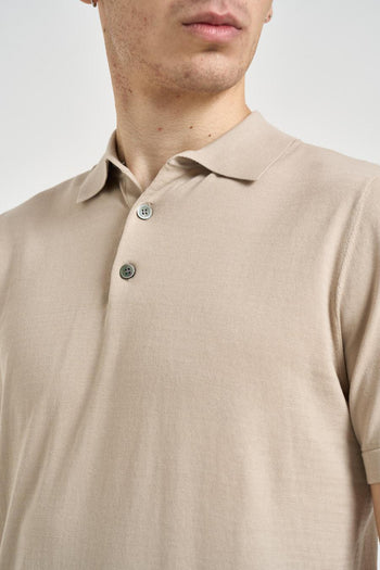 Polo uomo in maglia beige - 3