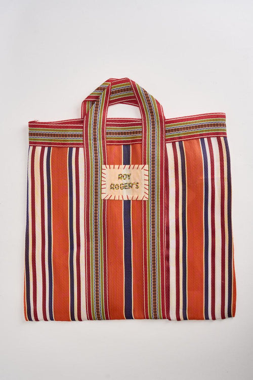 Shopper donna a righe multicolor arancione