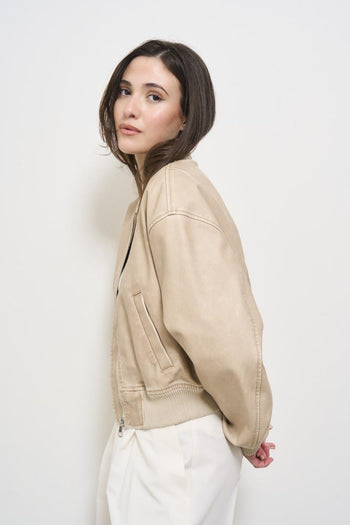 Bomber donna beige in ecopelle - 7