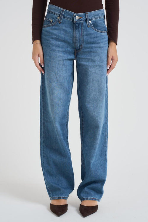 Jeans donna Baggy Dad in denim medio