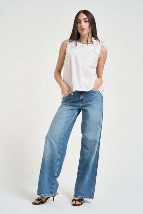 Top donna in mussola bianca