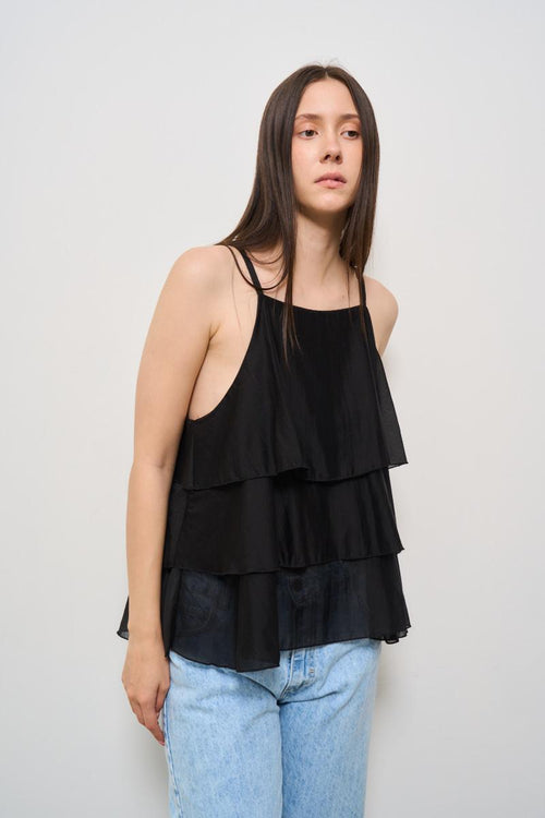 Top donna balze nero