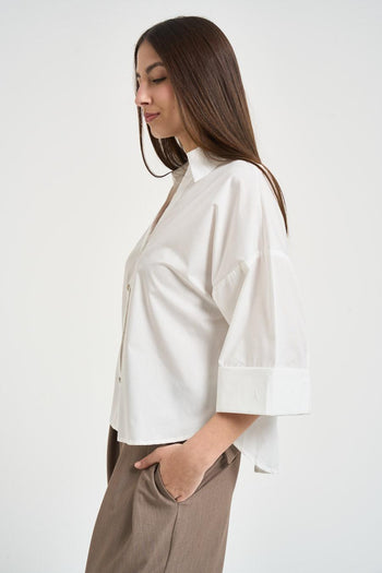Camicia donna manica a tre quarti bianca - 3