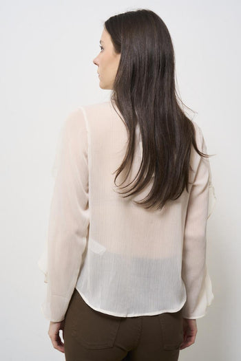 Camicia donna con volant panna - 4