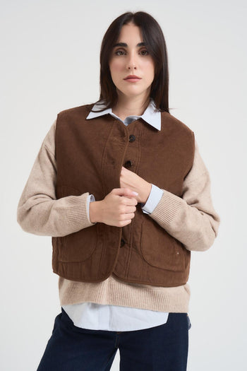 Gilet Seth donna velluto a coste marrone - 4