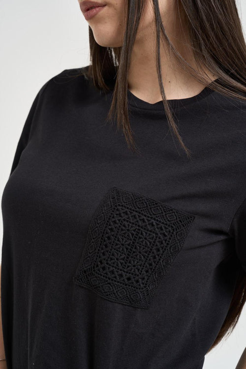T-shirt donna girocollo nera - 2