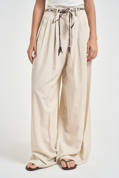 Pantalone donna palazzo panna