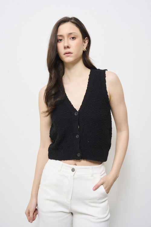Gilet donna in maglia nero