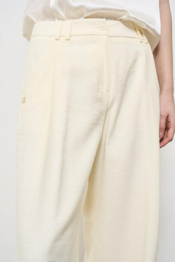 Women's cream palazzo linen trousers - 4