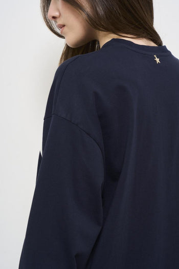 Felpa donna blu con stampa - 6