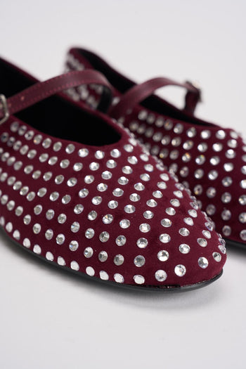 Ballerine donna bordeaux con borchie argento - 4