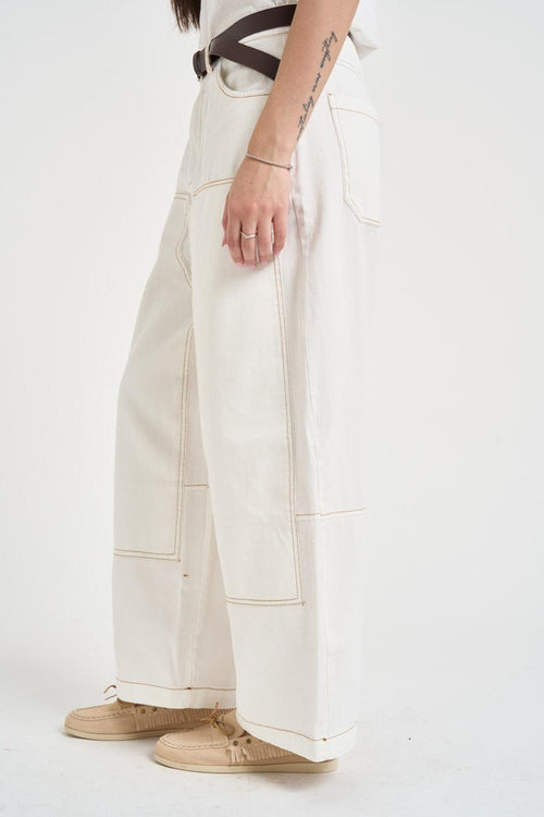 Pantalone donna wide leg bianco - 2
