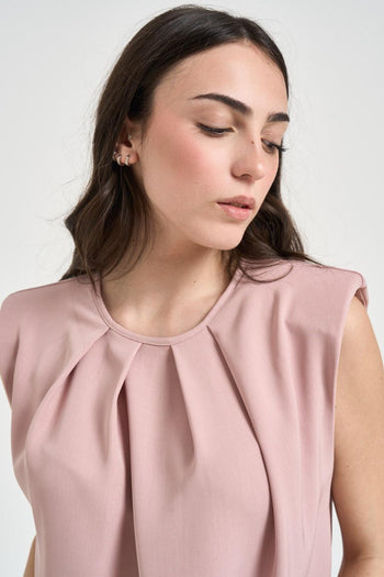 Blusa donna drappeggiata rosa - 3