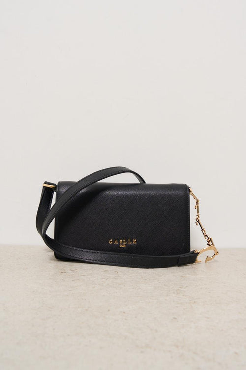 Borsa donna nera con accessorio logo tracolla