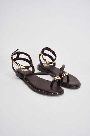 Sandalo donna con anello oro marrone - 3