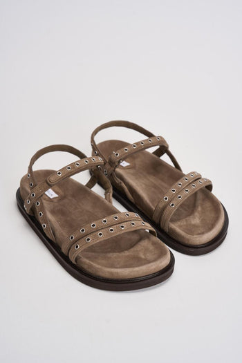 Sandalo donna in suede tortora - 3