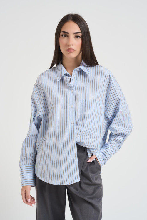 Camicia donna a righe celeste