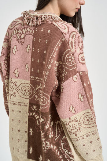 Cardigan donna a fantasia marrone - 4