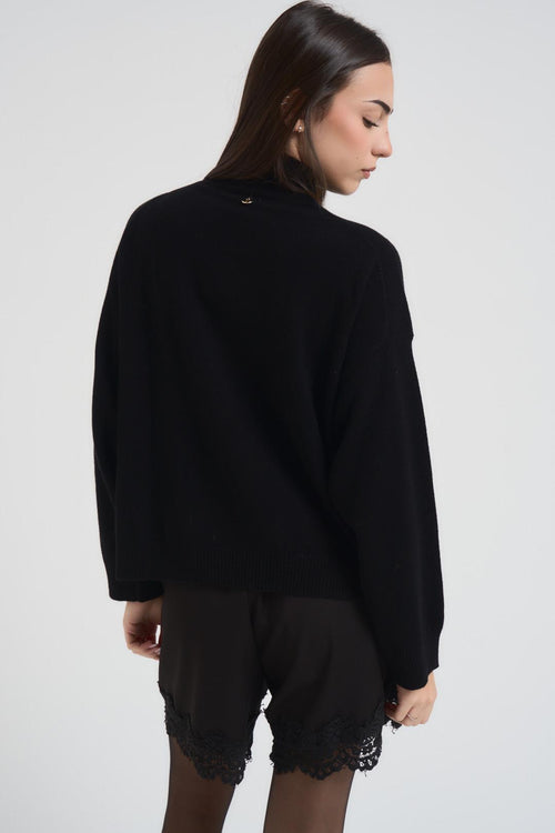 Maglia donna collo alto nera - 2