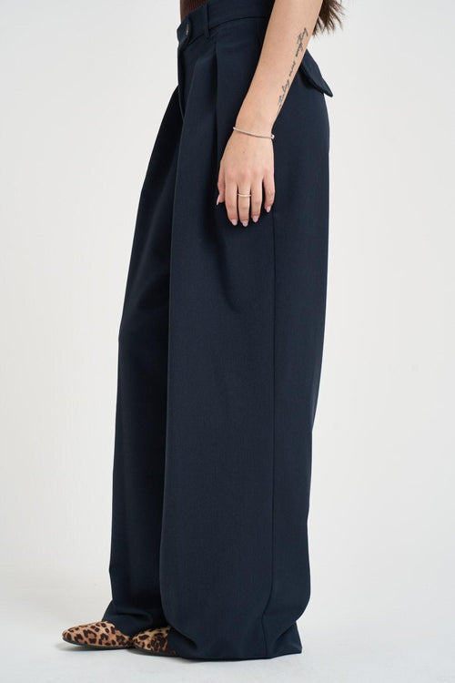 Pantalone donna gamba ampia blu - 2