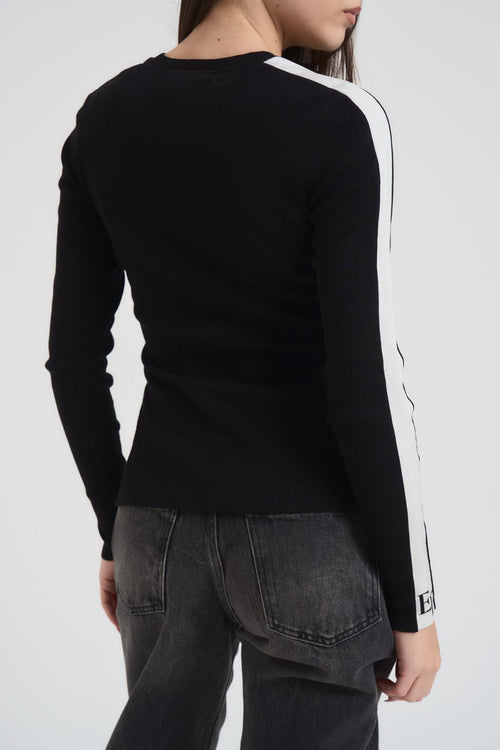 Maglia donna girocollo bianca e nera - 2