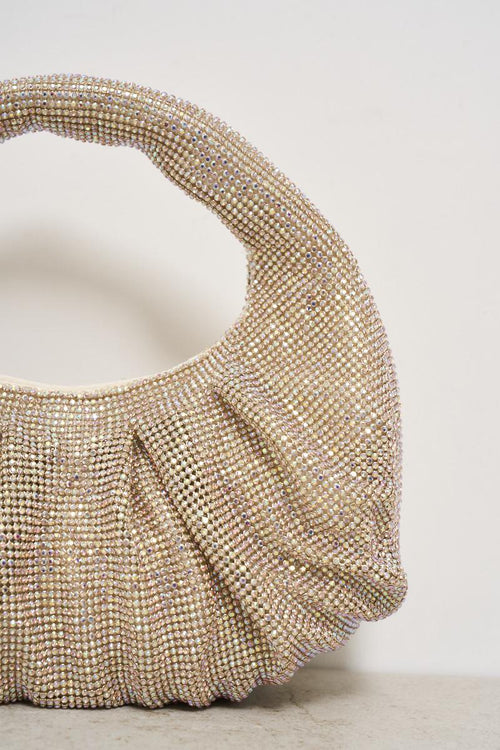Women's Handbag with Rose Gold Rhinestones - 2