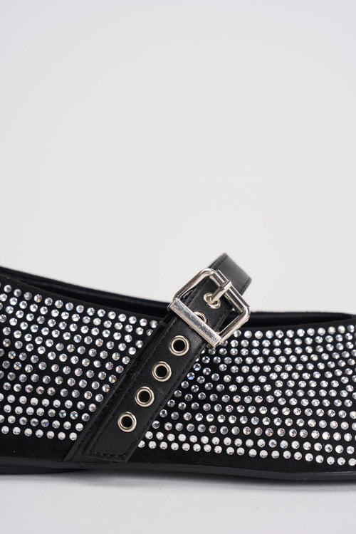 Ballerine donna nere con strass argento - 2