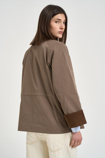 Giacca donna dettagli in velluto taupe - 6