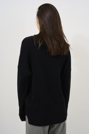 Maglione donna Heidi a collo alto in cashmere nero - 5