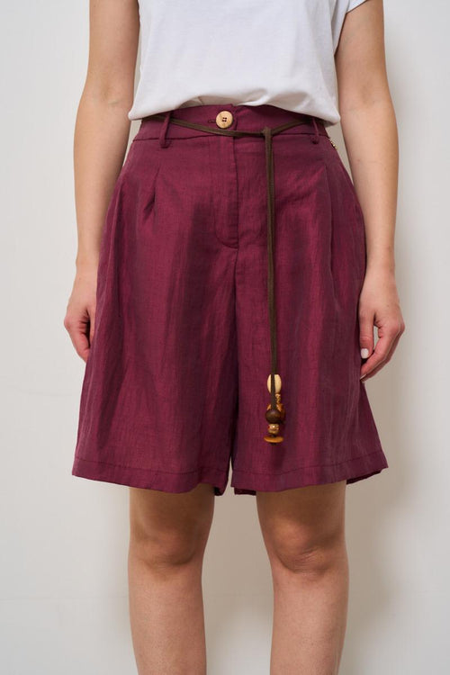 Bermuda donna rosso con cintura