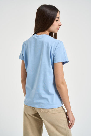 T-shirt donna girocollo celeste - 3