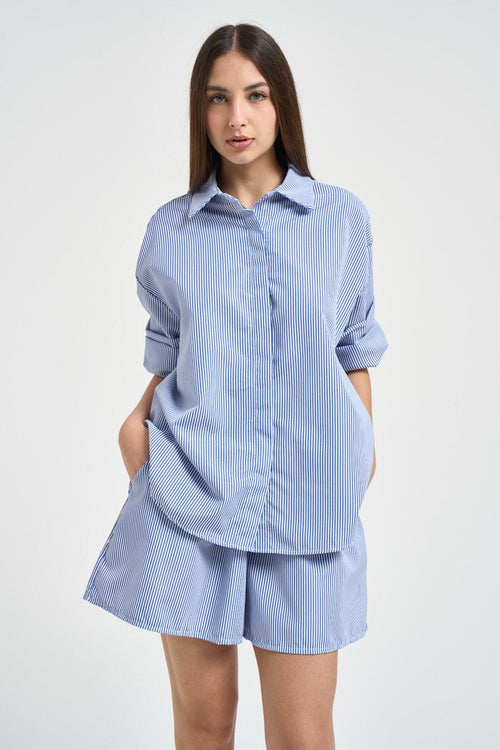 Camicia donna a righe blu e bianca