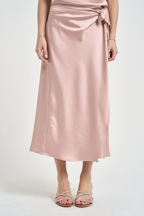 Gonna donna con fiocco satinata rosa