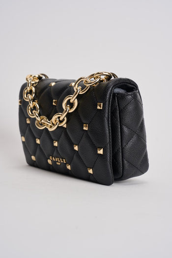 Borsa donna nera con borchie dorate - 3