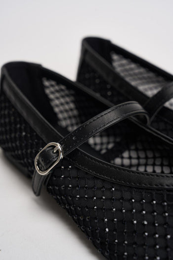 Ballerina donna rete nera con strass - 4