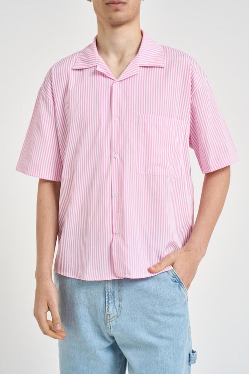Camicia uomo a righe bianco e rosa