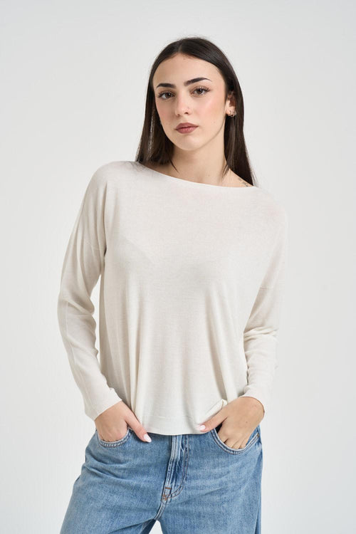 Maglia donna scollo a barca bianca - 1